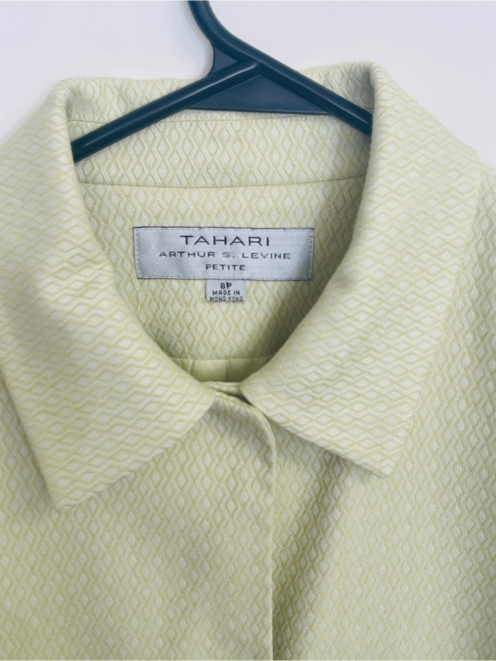 Tahari Arthur S. Levine Petite Textured Blazer Jacket Size 8P Light Green